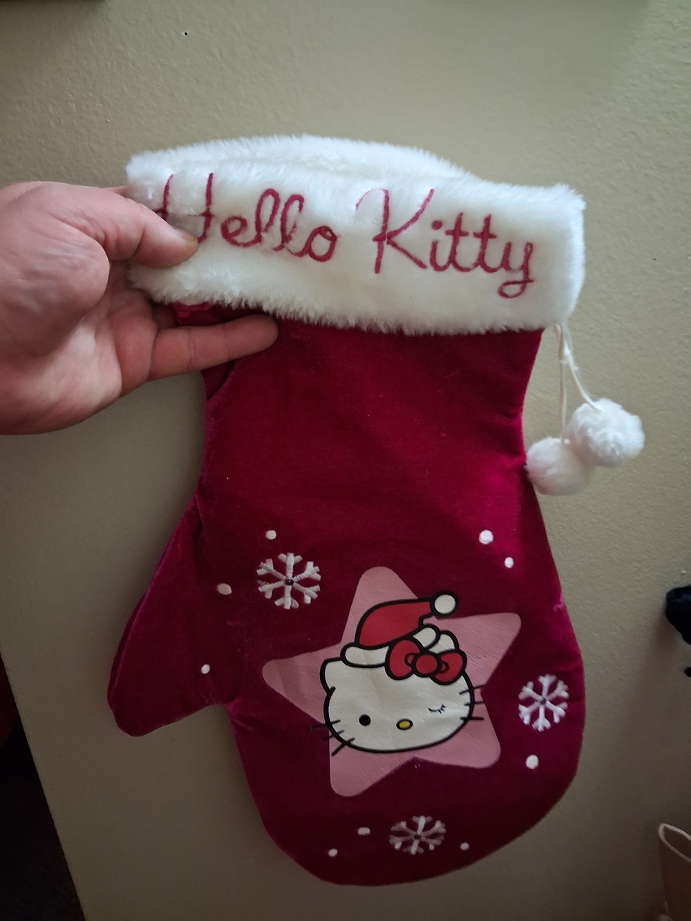 Hello Kitty Pink and Red Kids Holiday Mitten Stocking
